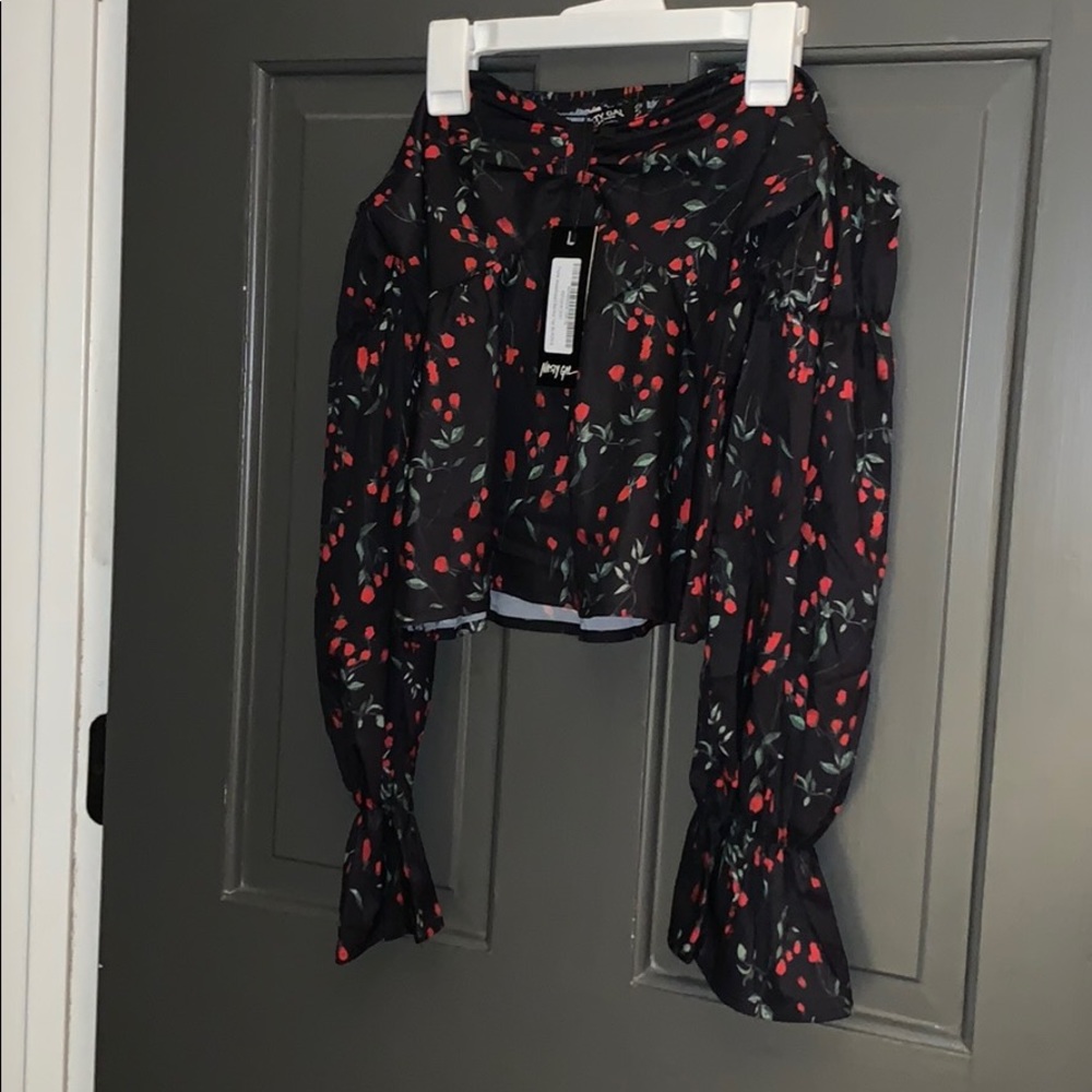 Nasty gal off the shoulder long sleeve shirt